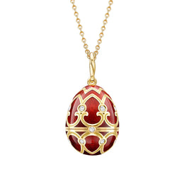 Faberge Heritage Yellow Gold Diamond Red Guilloche Enamel Ladybird Surprise Locket