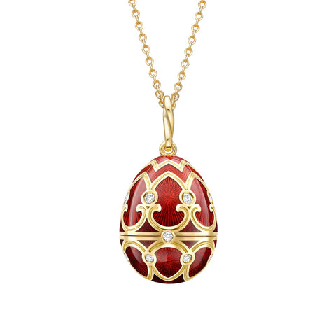 Faberge Heritage Yellow Gold Diamond Red Guilloche Enamel Ladybird Surprise Locket