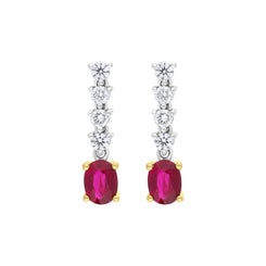 18ct White Gold 0.76ct Ruby 0.31ct Diamond Drop Earrings