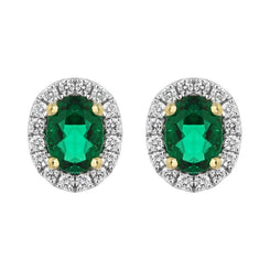 18ct White Gold 0.26ct Emerald Diamond Oval Stud Earrings, PJW-344.