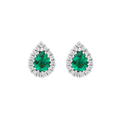 18ct White Gold 0.40ct Emerald Diamond Pear Stud Earrings, FEU-1956.