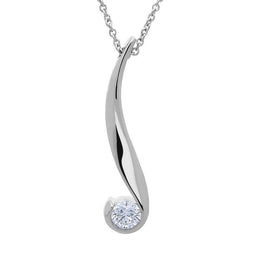 18ct White Gold 0.60ct Diamond Curved Solitaire Necklace. STC-010.