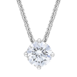 18ct White Gold 1.00ct Diamond Round Brilliant Cut Solitaire Slider Necklace, FEU-2700.