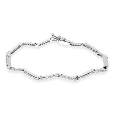 18ct White Gold 1.09ct Diamond Diagonal Tennis Bracelet, B242B.