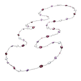 18ct White Gold Rhodalite Topaz Amethyst and Spinel Necklet, PJW-012.