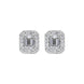 18ct White Yellow Gold 0.55ct Diamond Emerald Cut Cluster Stud Earrings