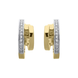 18ct Yellow Gold 0.12ct Diamond Shaped Hoop Earrings, BRN-217.