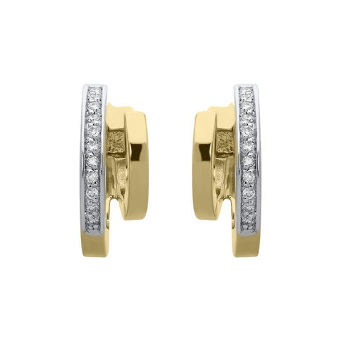 18ct Yellow Gold 0.12ct Diamond Shaped Hoop Earrings, BRN-217.