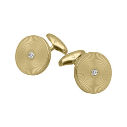 18ct Yellow Gold 0.22ct Diamond Enamel Cufflinks F2578_FO