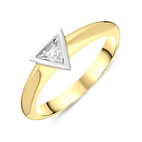 18ct Yellow Gold Diamond Triangle Ring, SDN-024.