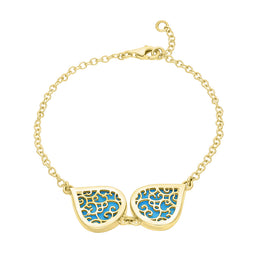 18ct Yellow Gold Turquoise Flore Filigree Bracelet