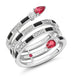 Faberge x Beetlejuice Beetlejuice 18ct White Gold Ruby Black Enamel Spiral Wrap Ring