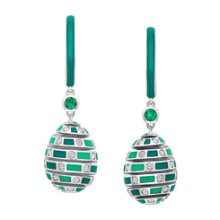 Faberge x Beetlejuice Beetlejuice 18ct White Gold Emerald & Green Enamel Spiral Earrings