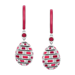 Faberge x Beetlejuice Beetlejuice 18ct White Gold Ruby & Red Enamel Sandworm Spiral Earrings