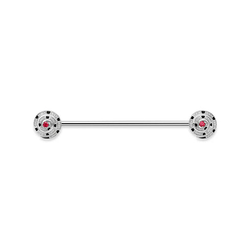 Faberge x Beetlejuice Beetlejuice 18ct White Gold Ruby Diamond Black Enamel Spiral Collar Bar