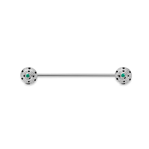 Faberge x Beetlejuice Beetlejuice 18ct White Gold Emerald Diamond Black Enamel Spiral Collar Bar