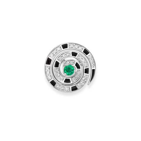 Faberge x Beetlejuice Beetlejuice 18ct White Gold Emerald & Diamond Spiral Lapel Pin