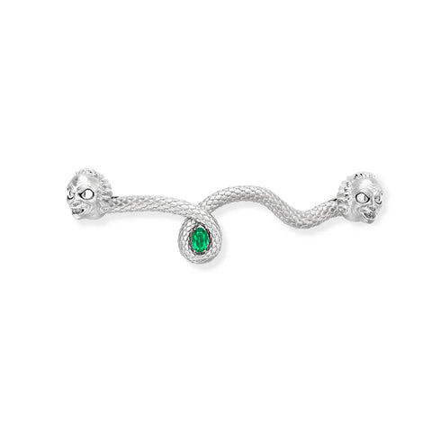 Faberge x Beetlejuice Beetlejuice 18ct White Gold Emerald Twisted Headworm Collar Bar