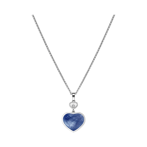 Chopard Happy Hearts 18ct White Gold Mother Of Pearl 0.05ct Diamond Necklace