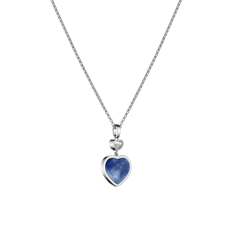 Chopard Happy Hearts 18ct White Gold Mother Of Pearl 0.05ct Diamond Necklace