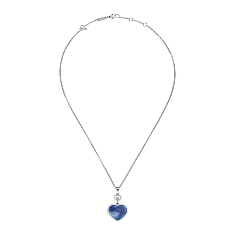 Chopard Happy Hearts 18ct White Gold Mother Of Pearl 0.05ct Diamond Necklace