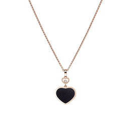 Chopard Happy Hearts 18ct Rose Gold 0.05ct Diamond Aventurine Necklace