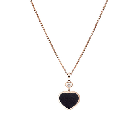 Chopard Happy Hearts 18ct Rose Gold 0.05ct Diamond Aventurine Necklace