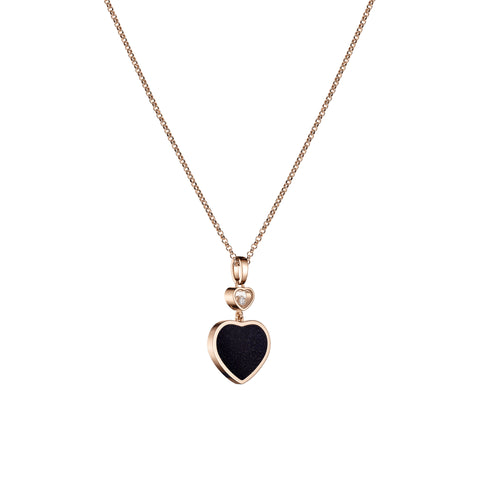 Chopard Happy Hearts 18ct Rose Gold 0.05ct Diamond Aventurine Necklace