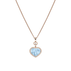 Chopard Happy Hearts 18ct Rose Gold 0.24ct Diamond Blue Mother Of Pearl Necklace