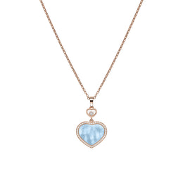 Chopard Happy Hearts 18ct Rose Gold 0.24ct Diamond Blue Mother Of Pearl Necklace