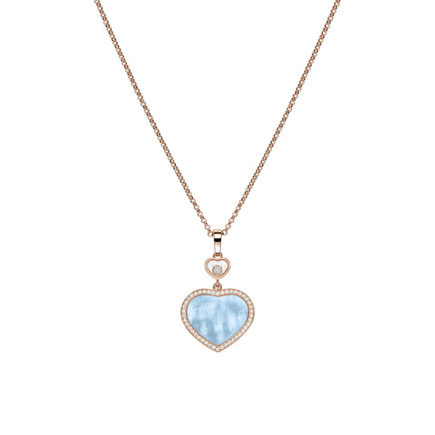 Chopard Happy Hearts 18ct Rose Gold 0.24ct Diamond Blue Mother Of Pearl Necklace