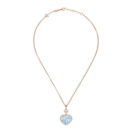 Chopard Happy Hearts 18ct Rose Gold 0.24ct Diamond Blue Mother Of Pearl Necklace