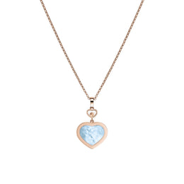 Chopard Happy Hearts 18ct Rose Gold 0.24ct Diamond Blue Mother Of Pearl Necklace