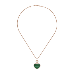 Chopard Happy Hearts 18ct Rose Gold Malachite 0.32ct Diamond Necklace