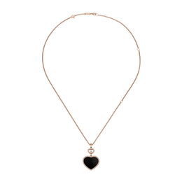 Chopard Happy Hearts 18ct Rose Gold Black Onyx 0.32ct Diamond Necklace