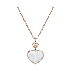 Chopard Happy Hearts 18ct Rose Gold Mother Of Pearl 0.32ct Diamond Necklace