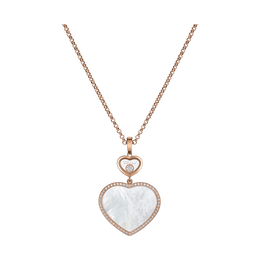 Chopard Happy Hearts 18ct Rose Gold Mother Of Pearl 0.32ct Diamond Necklace