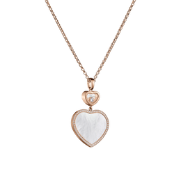 Chopard Happy Hearts 18ct Rose Gold Mother Of Pearl 0.32ct Diamond Necklace