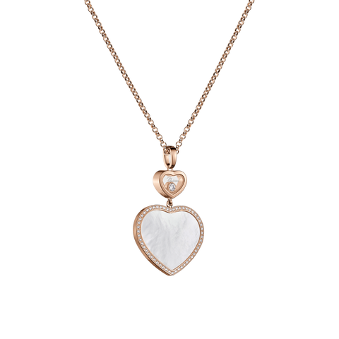 Chopard Happy Hearts 18ct Rose Gold Mother Of Pearl 0.32ct Diamond Necklace