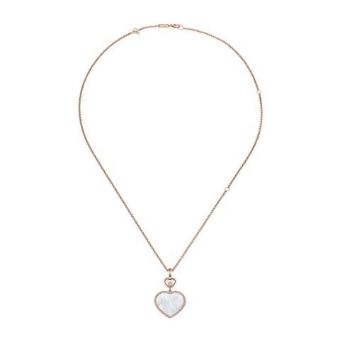 Chopard Happy Hearts 18ct Rose Gold Mother Of Pearl 0.32ct Diamond Necklace