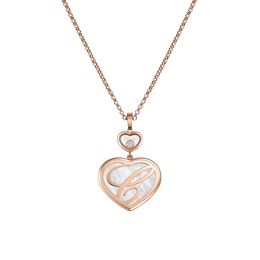 Chopard Happy Hearts 18ct Rose Gold Mother Of Pearl 0.32ct Diamond Necklace