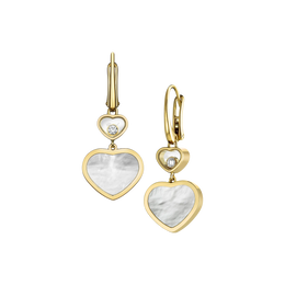 Chopard Happy Hearts 18ct Yellow Gold Mother of Pearl  0.10ct Diamond Earrings