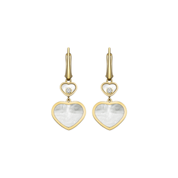 Chopard Happy Hearts 18ct Yellow Gold Mother of Pearl  0.10ct Diamond Earrings