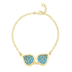 9ct Yellow Gold Turquoise Flore Filigree Bracelet