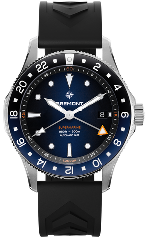 Bremont Watch Supermarine 300M GMT Blue Black Rubber Limited Edition SM40-GMT-SS-BLBK-R-S