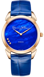 Cuervo y Sobrinos Watch Historiador Primera Dama Gold PVD Blue 3113.7B