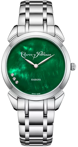 Cuervo y Sobrinos Watch Historiador Primera Dama Green Bracelet 3113B.1V