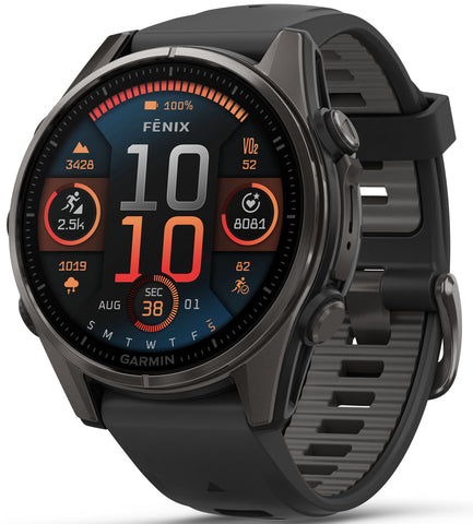 Garmin Fenix 8 43mm Sapphire AMOLED Carbon Grey DLC titanium Black Pebble Grey Silicone