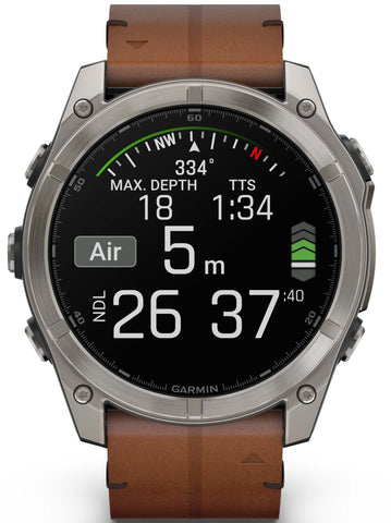 Garmin Fenix 8 51mm Sapphire AMOLED Titanium Chestnut Leather Band