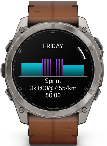 Garmin Fenix 8 51mm Sapphire AMOLED Titanium Chestnut Leather Band